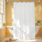 Seenus Waterproof Fabric Shower Curtain Liner with 3 Extra-Large Magnets, 72 x 72 inch Washable Cloth Shower Liner Odorless Hotel Quality, Neutral White Lightweight Shower Curtain for Bathroom