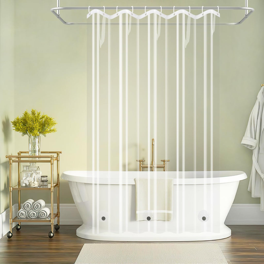 Seenus Waterproof Fabric Shower Curtain Liner with 3 Extra-Large Magnets, 72 x 72 inch Washable Cloth Shower Liner Odorless Hotel Quality, Neutral White Lightweight Shower Curtain for Bathroom