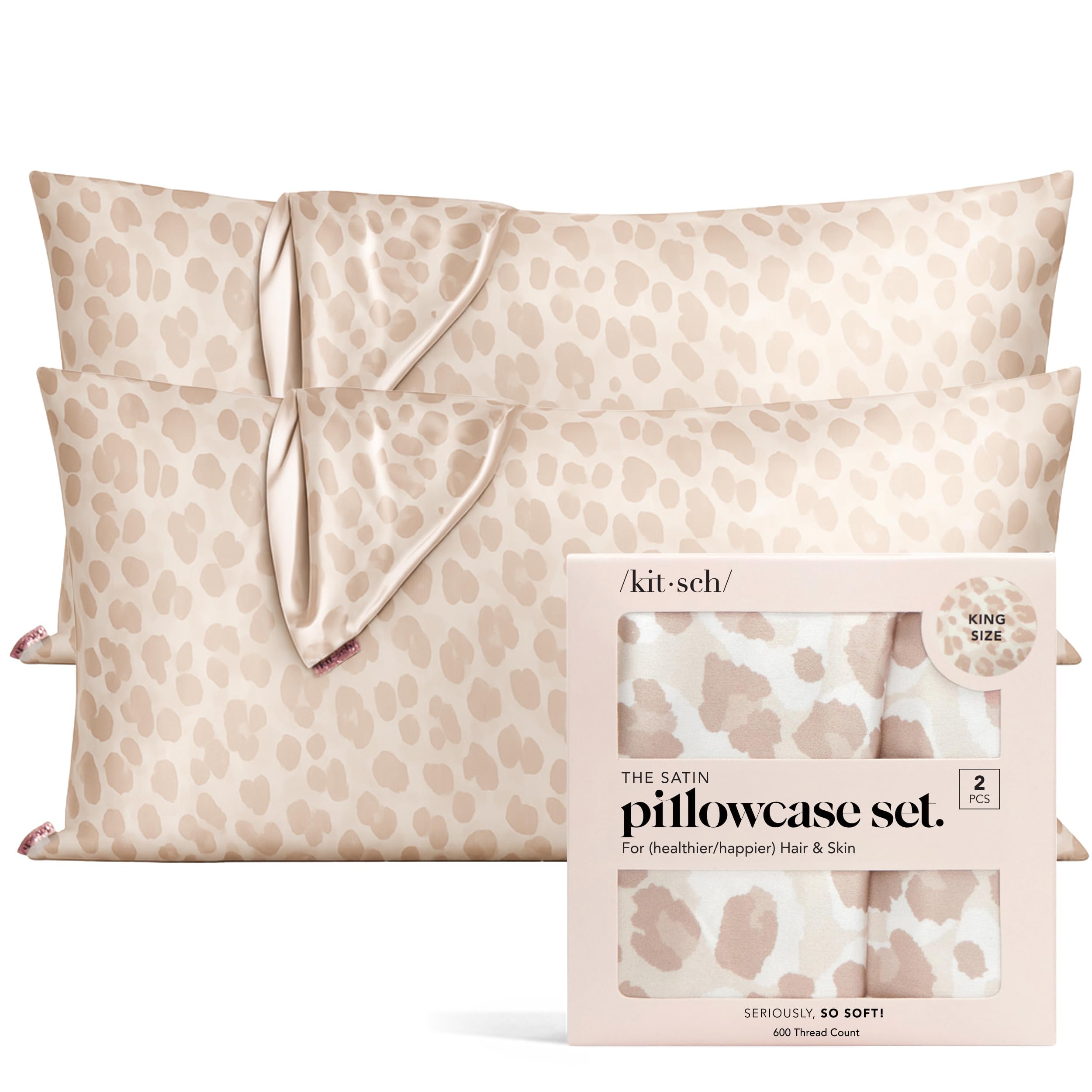 Kitsch Satin Pillowcase with Zipper for Hair & Skin - Softer Than Silk Pillow Cases, Smooth Cooling Satin Pillow Case, Wrinkle-Free, Machine Washable, Pillow Cases Standard Size 19x26 - Cherry Print