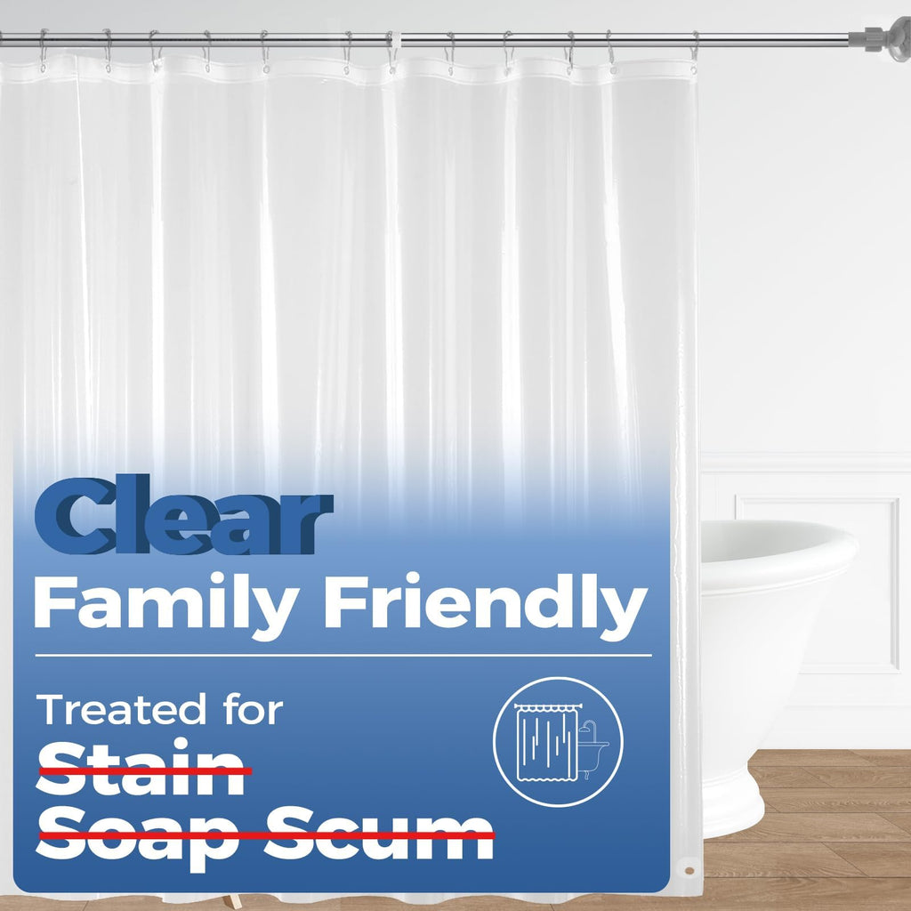 72"x72" Clear 4G PEVA Waterproof Shower Curtain Liner with 3 Magnets for Bathroom, 1 Pack