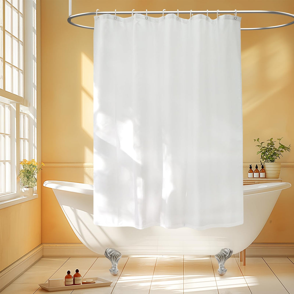 Seenus Waterproof Fabric Shower Curtain Liner with 3 Extra-Large Magnets, 72 x 72 inch Washable Cloth Shower Liner Odorless Hotel Quality, Neutral White Lightweight Shower Curtain for Bathroom