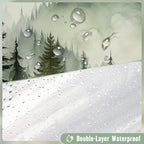 Litable Dark Green Forest Shower Curtain Set, 3 in 1 Fabric Shower Curtain with Waterproof Plastic Shower Curtain Liner & 12 Stainless Steel Metal Hooks, Misty Pine Nature Bathroom Curtain 72x72