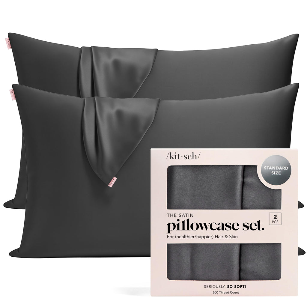Kitsch Satin Pillowcase with Zipper for Hair & Skin - Softer Than Silk Pillow Cases, Smooth Cooling Satin Pillow Case, Wrinkle-Free, Machine Washable, Pillow Cases Standard Size 19x26 - Cherry Print