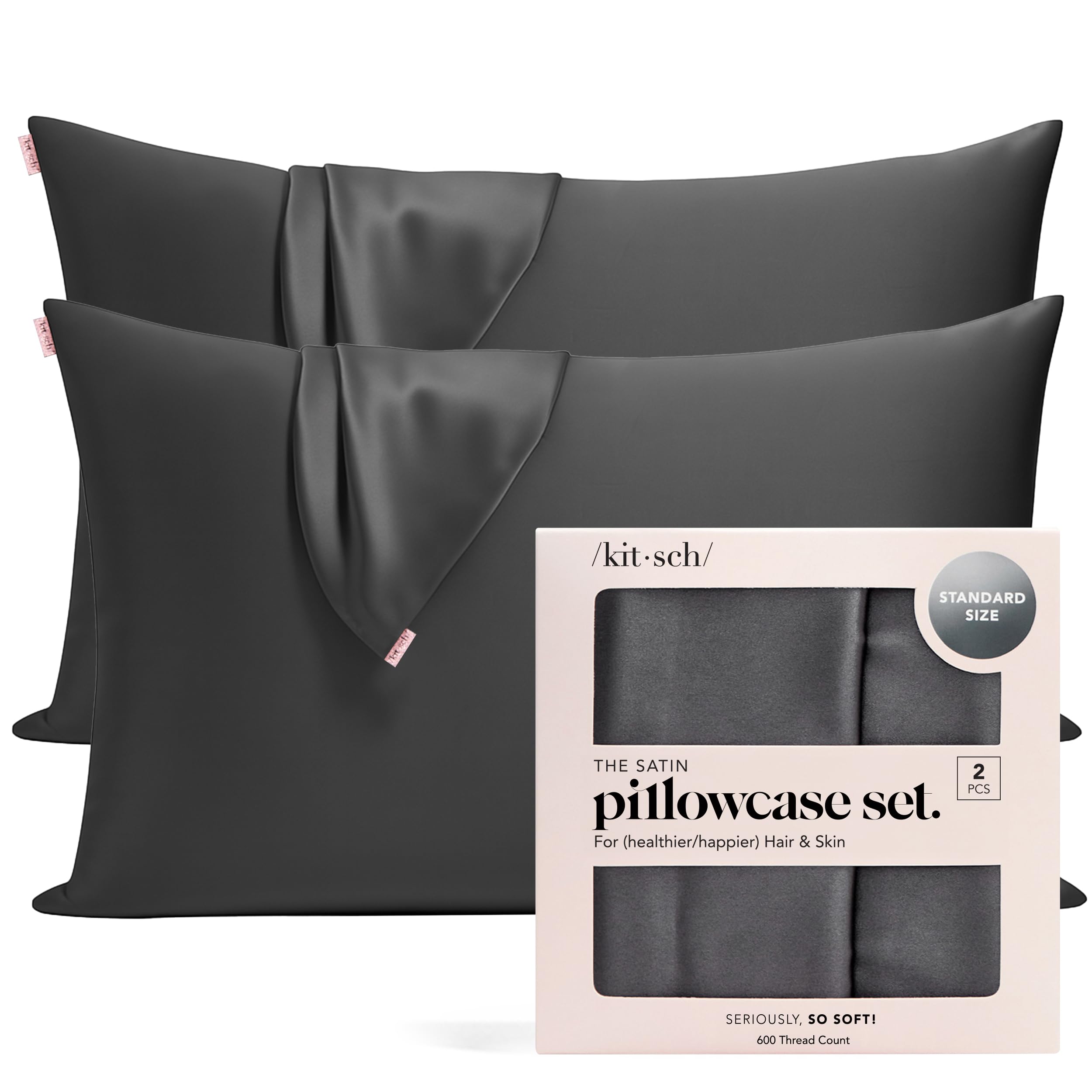 Kitsch Satin Pillowcase with Zipper for Hair & Skin - Softer Than Silk Pillow Cases, Smooth Cooling Satin Pillow Case, Wrinkle-Free, Machine Washable, Pillow Cases Standard Size 19x26 - Cherry Print