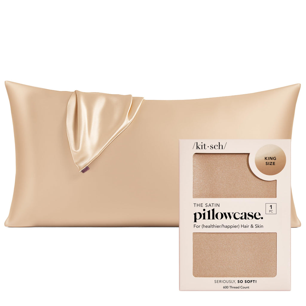 Kitsch Satin Pillowcase with Zipper for Hair & Skin - Softer Than Silk Pillow Cases, Smooth Cooling Satin Pillow Case, Wrinkle-Free, Machine Washable, Pillow Cases Standard Size 19x26 - Cherry Print