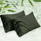Bedsure Pillow Cases Queen, Cooling Pillow Cases, Rayon Derived from Bamboo Dark Grey Pillowcases Queen Size Set of 2, PureWoven & Soft Bedding Pillow Cover with Envelope Closure,Gifts, 20x30 Inches