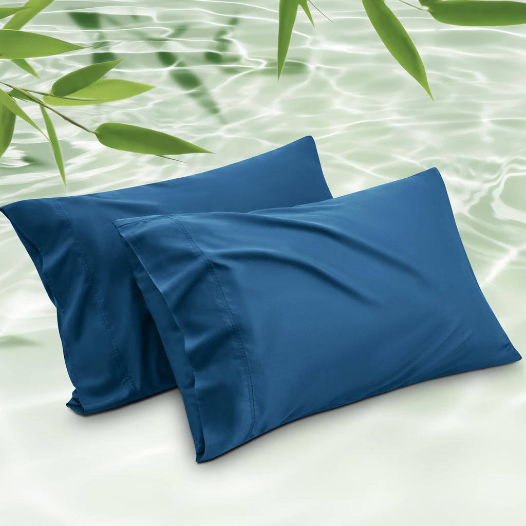 Bedsure Pillow Cases Queen, Cooling Pillow Cases, Rayon Derived from Bamboo Dark Grey Pillowcases Queen Size Set of 2, PureWoven & Soft Bedding Pillow Cover with Envelope Closure,Gifts, 20x30 Inches