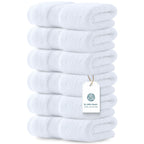 White Classic Luxury Dark Gray Hand Towels - Soft 100% Turkish Cotton | Highly Absorbent Hotel spa Bathroom Towel Collection | 16x30 Inch | Set of 6