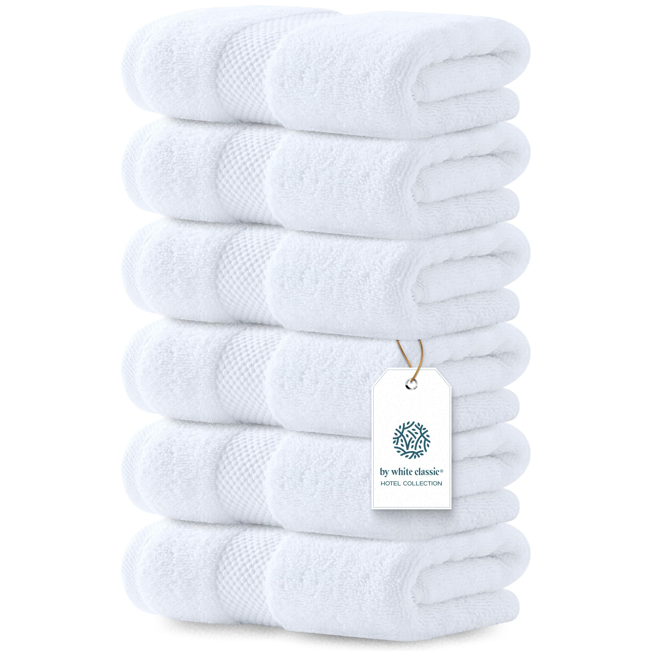 White Classic Luxury Dark Gray Hand Towels - Soft 100% Turkish Cotton | Highly Absorbent Hotel spa Bathroom Towel Collection | 16x30 Inch | Set of 6