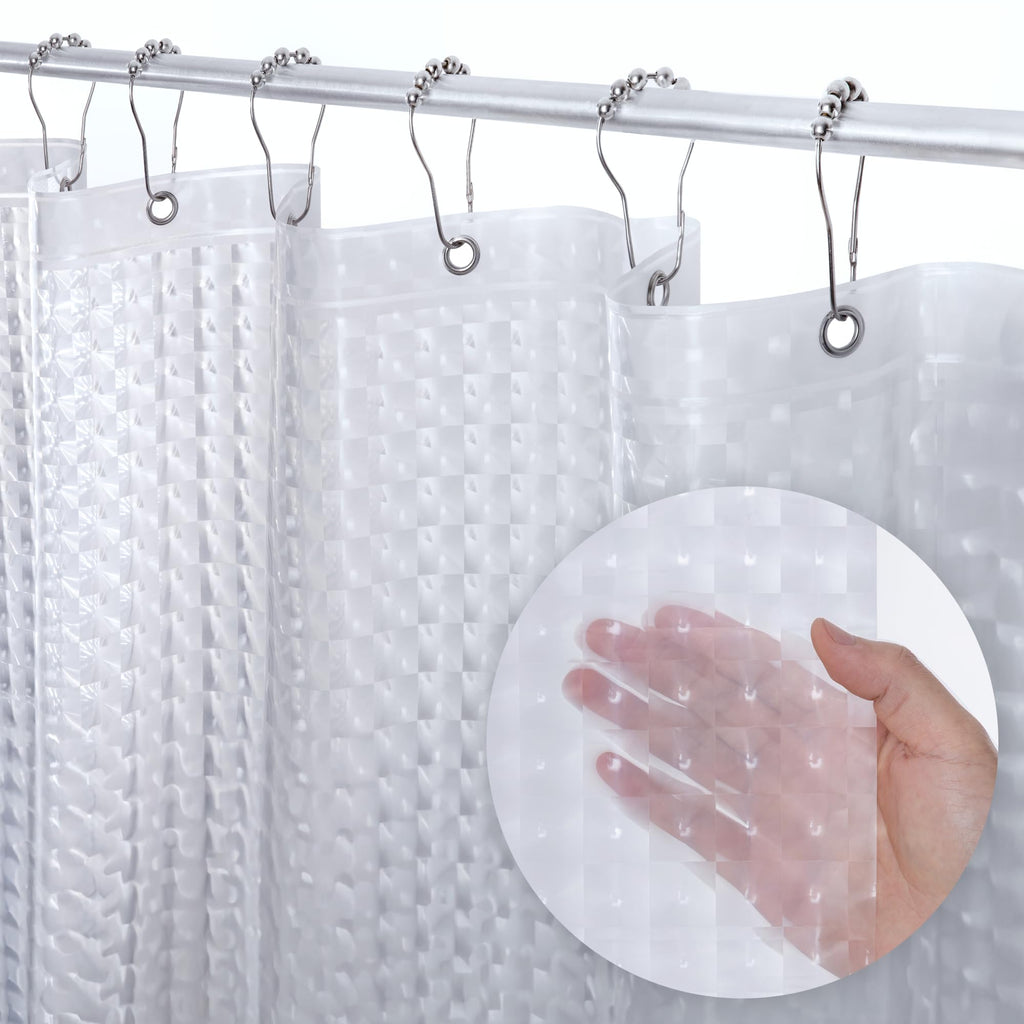 LiBa Bathroom Shower Curtain Waterproof Plastic Shower Curtain Premium PEVA Non-Toxic with Rust Proof Grommets Clear 8G Bathroom Accessories 72x72