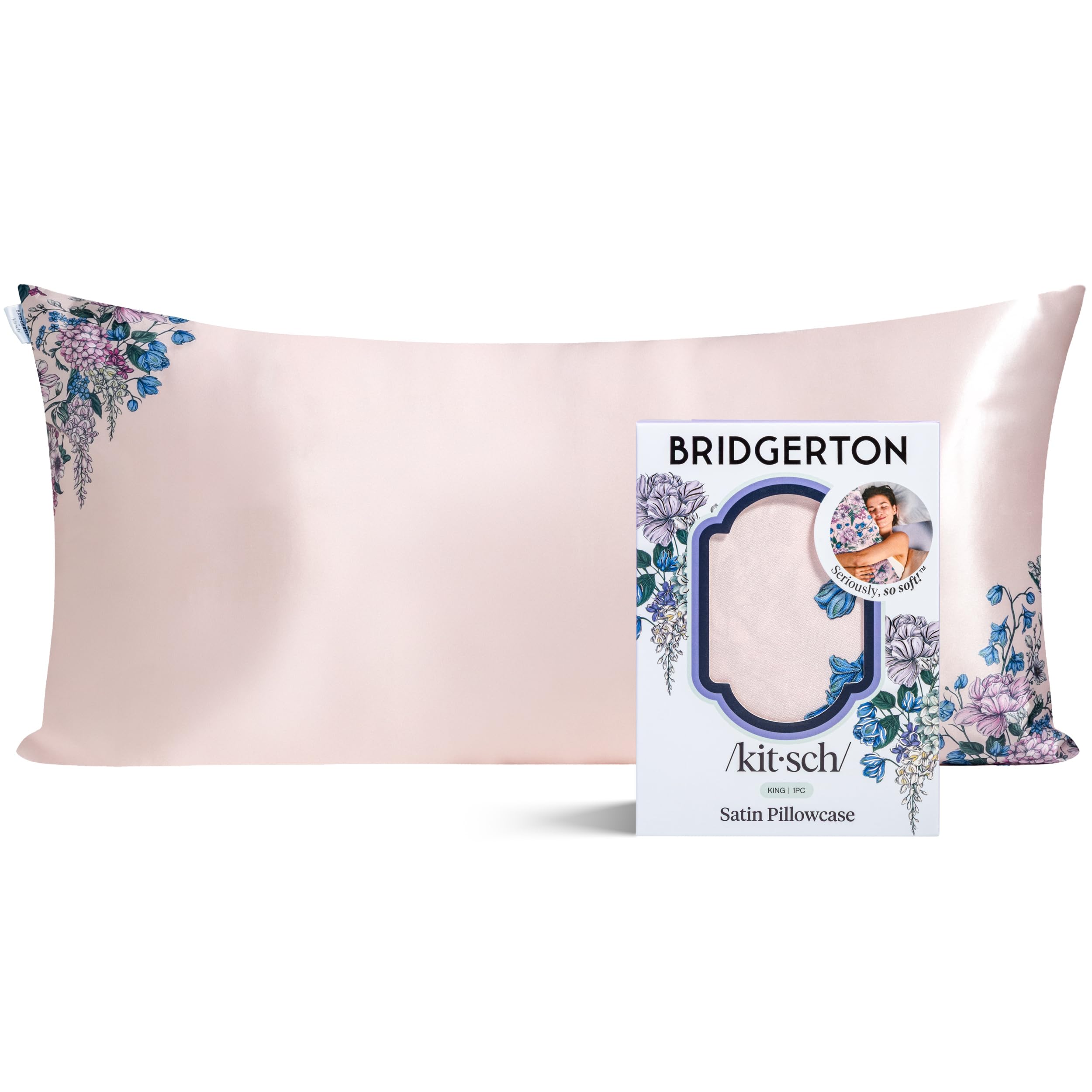 19x36 Garden Toile Zippered Cooling Satin Pillowcase Wrinkle-Soft for Hair & Skin, Softer Than Silk