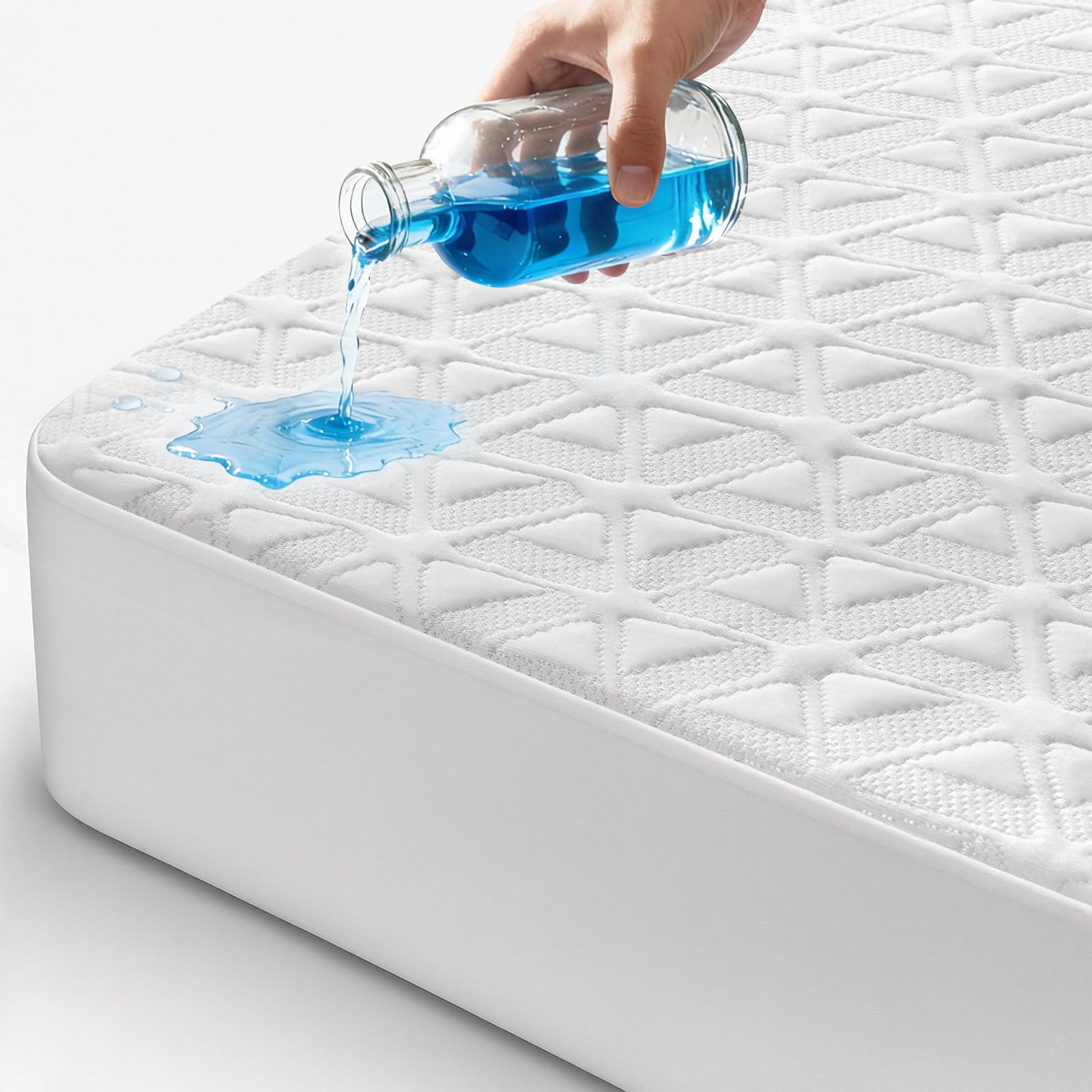 Waterproof Mattress Protector Queen Size, Soft Breathable Mattress Pad with Deep Pocket 8"-21", Noiseless 3D Air Fabric Cooling Mattress Cover for Bed, Machine Washable, Grey