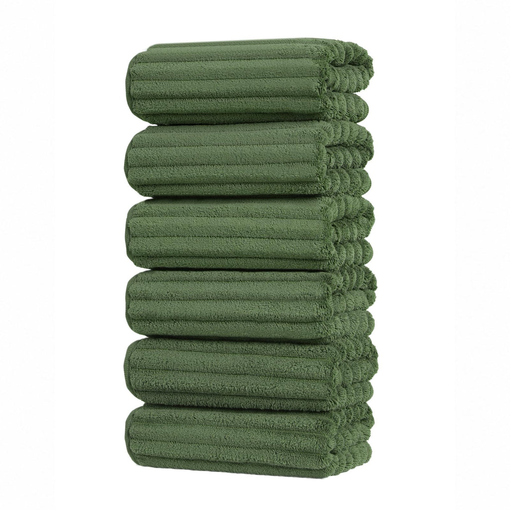 Set of 6 14X29.5 Inch Quick Dry Soft Microfiber Hand Towels with Hanging Loops for Bathroom Spa Kitchen Hotel, Brick Red Dark Grey Brown