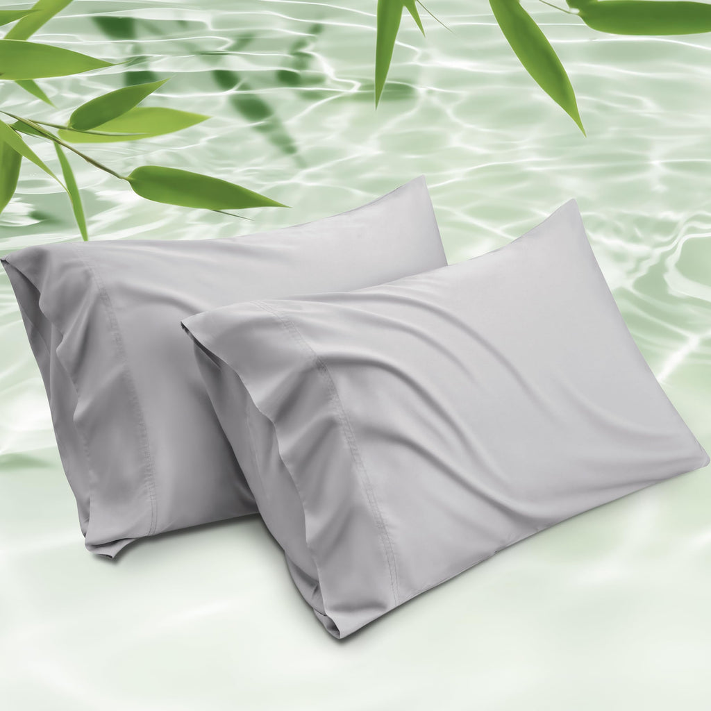 Bedsure Pillow Cases Queen, Cooling Pillow Cases, Rayon Derived from Bamboo Dark Grey Pillowcases Queen Size Set of 2, PureWoven & Soft Bedding Pillow Cover with Envelope Closure,Gifts, 20x30 Inches