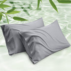 Bedsure Pillow Cases Queen, Cooling Pillow Cases, Rayon Derived from Bamboo Dark Grey Pillowcases Queen Size Set of 2, PureWoven & Soft Bedding Pillow Cover with Envelope Closure,Gifts, 20x30 Inches