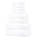 Tens Towels Pack of 8 Towels Set, 2 Extra Large Bath, 2 Hand, 4 Washcloths, 100% Cotton, Lighter Weight, Quicker to Dry, Super Absorbent, Perfect for Bathroom, Dark Grey