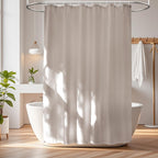 Seenus Waterproof Fabric Shower Curtain Liner with 3 Extra-Large Magnets, 72 x 72 inch Washable Cloth Shower Liner Odorless Hotel Quality, Neutral White Lightweight Shower Curtain for Bathroom