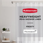 Rubbermaid Frosty Shower Curtain Liner, Waterproof Heavyweight PEVA Shower Liner for Bathroom, with Magnets and Rustproof Charcoal Gray Grommets, 70x72, Standard Size, Frosty