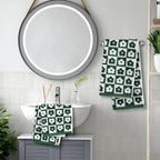 Jacquotha Cotton Hand Towels Green Checkered Floral - Quick Drying Hand Towel Set of 4, for Bathroom Kitchen Decor, 29” x 13”
