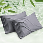 Bedsure Pillow Cases Queen, Cooling Pillow Cases, Rayon Derived from Bamboo Dark Grey Pillowcases Queen Size Set of 2, PureWoven & Soft Bedding Pillow Cover with Envelope Closure,Gifts, 20x30 Inches