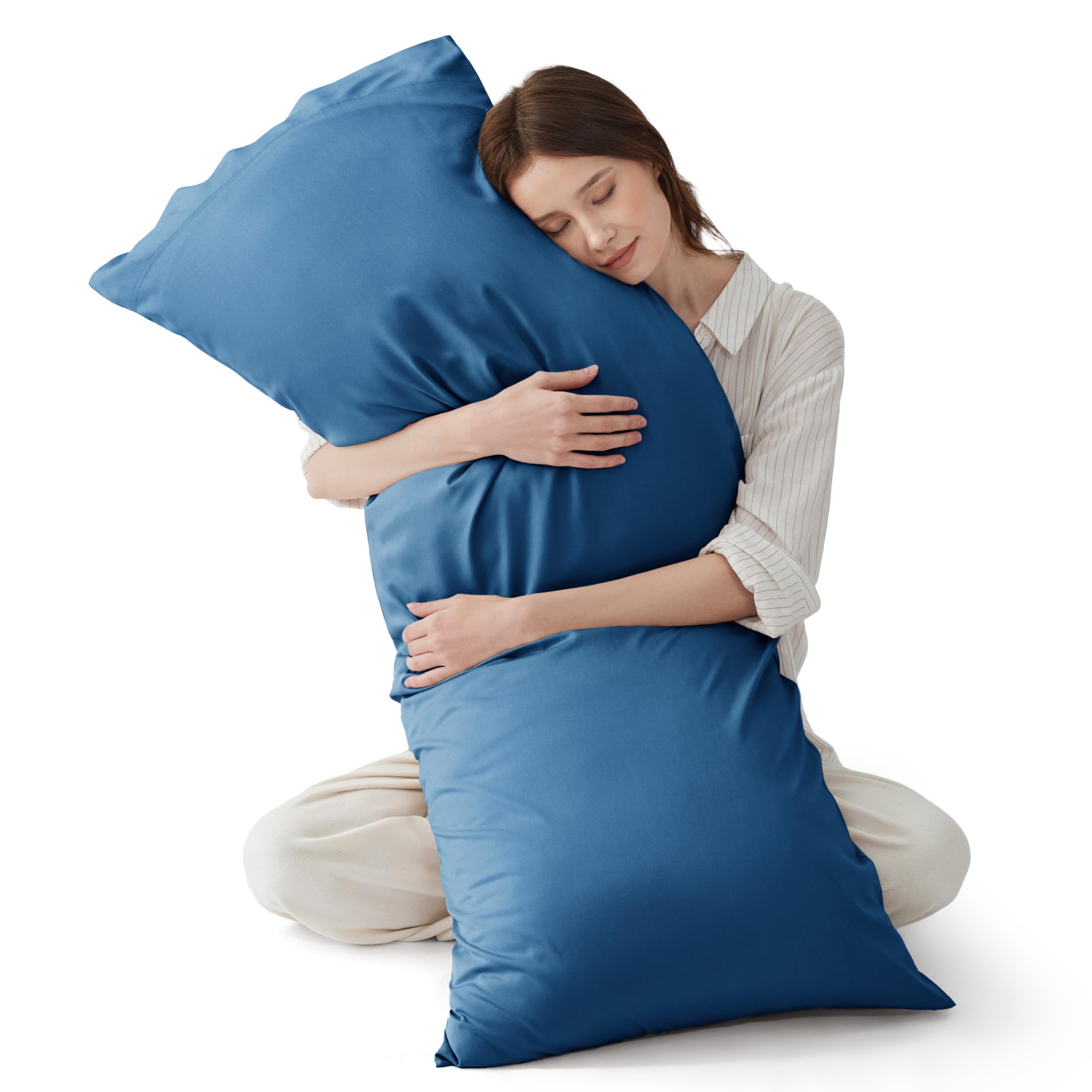 Bedsure Pillow Cases Queen, Cooling Pillow Cases, Rayon Derived from Bamboo Dark Grey Pillowcases Queen Size Set of 2, PureWoven & Soft Bedding Pillow Cover with Envelope Closure,Gifts, 20x30 Inches