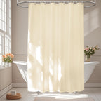 Seenus Waterproof Fabric Shower Curtain Liner with 3 Extra-Large Magnets, 72 x 72 inch Washable Cloth Shower Liner Odorless Hotel Quality, Neutral White Lightweight Shower Curtain for Bathroom