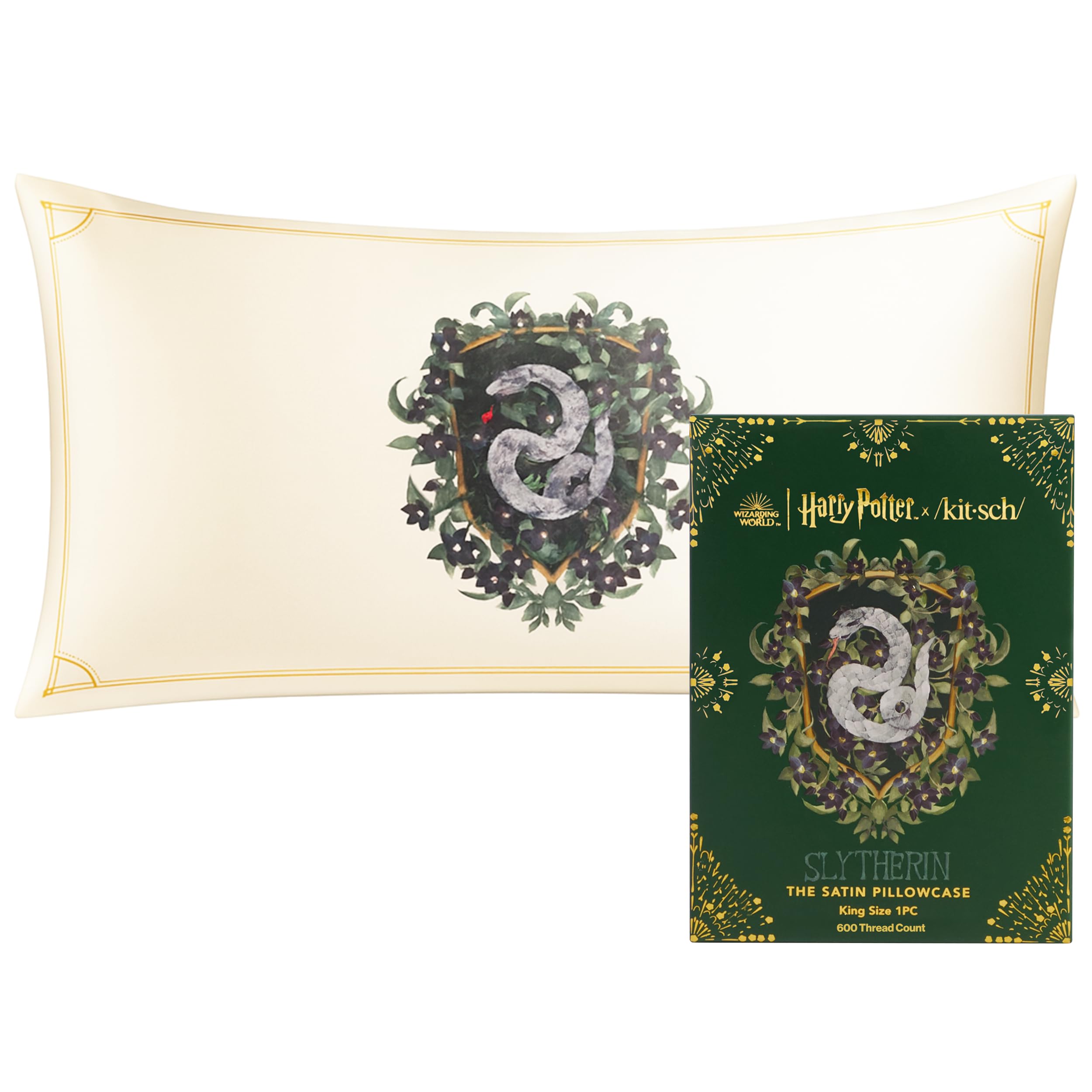 19x36 Garden Toile Zippered Cooling Satin Pillowcase Wrinkle-Soft for Hair & Skin, Softer Than Silk