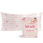 Kitsch Satin Pillowcase with Zipper for Hair & Skin - Softer Than Silk Pillow Cases, Smooth Cooling Satin Pillow Case, Wrinkle-Free, Machine Washable, Pillow Cases Standard Size 19x26 - Cherry Print