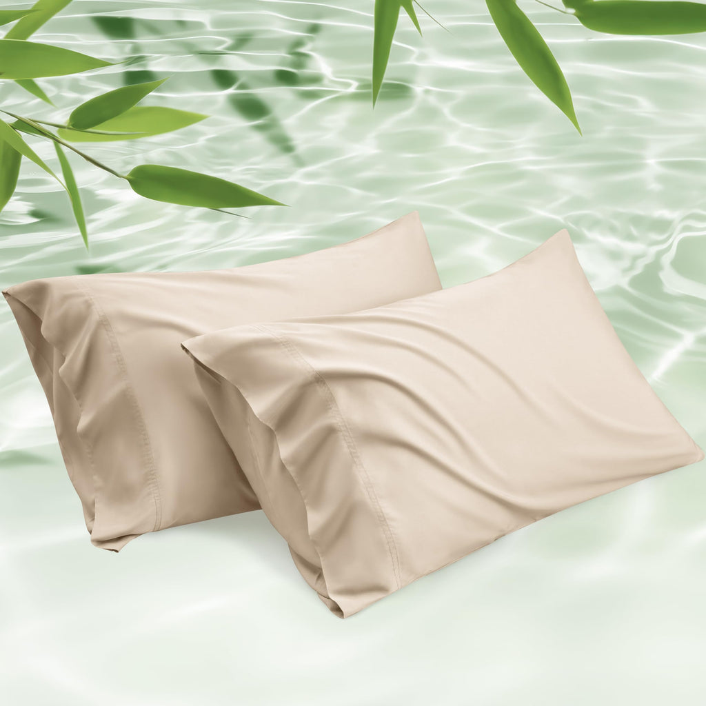 Bedsure Pillow Cases Queen, Cooling Pillow Cases, Rayon Derived from Bamboo Dark Grey Pillowcases Queen Size Set of 2, PureWoven & Soft Bedding Pillow Cover with Envelope Closure,Gifts, 20x30 Inches