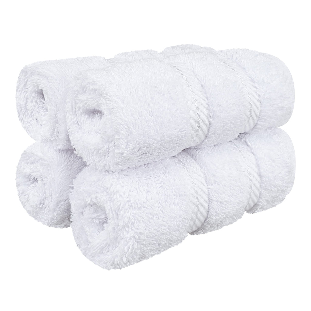 American Soft Linen Luxury Hand Towels for Bathroom, 100% Cotton Turkish 4 Piece Hand Towel Set, 600 GSM Hand Face Towels for Kitchen, White Hand Towels