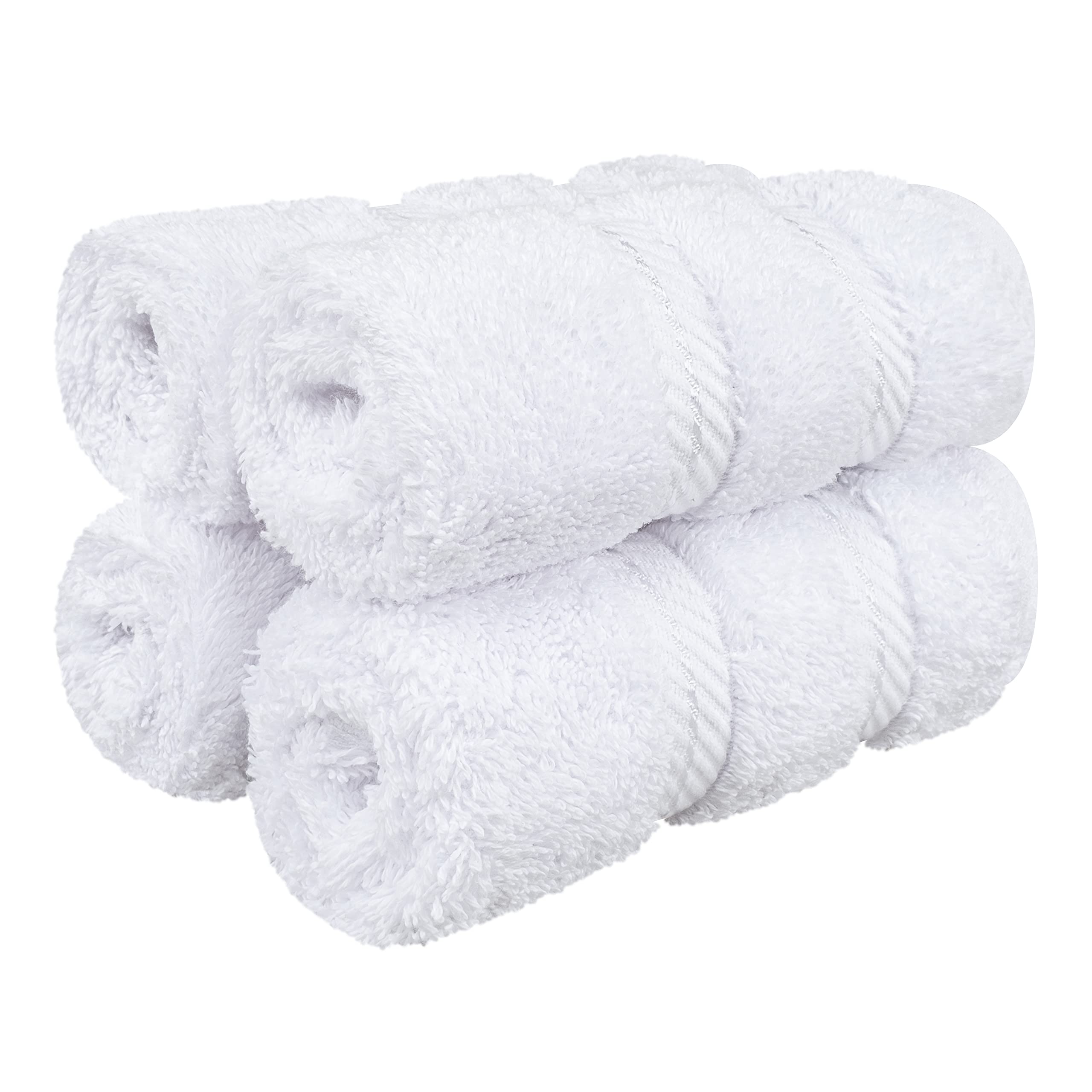 American Soft Linen Luxury Hand Towels for Bathroom, 100% Cotton Turkish 4 Piece Hand Towel Set, 600 GSM Hand Face Towels for Kitchen, White Hand Towels