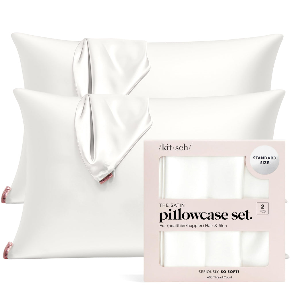 Kitsch Satin Pillowcase with Zipper for Hair & Skin - Softer Than Silk Pillow Cases, Smooth Cooling Satin Pillow Case, Wrinkle-Free, Machine Washable, Pillow Cases Standard Size 19x26 - Cherry Print