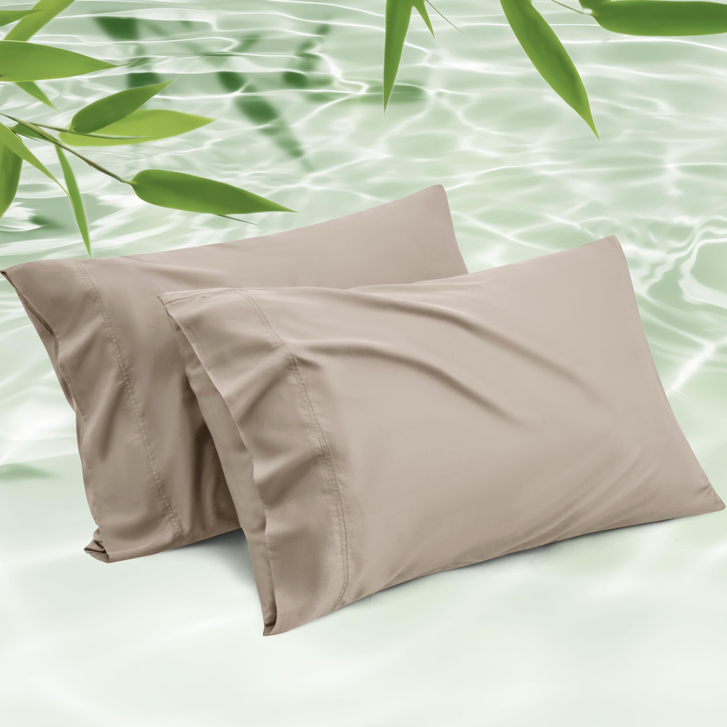 Bedsure Pillow Cases Queen, Cooling Pillow Cases, Rayon Derived from Bamboo Dark Grey Pillowcases Queen Size Set of 2, PureWoven & Soft Bedding Pillow Cover with Envelope Closure,Gifts, 20x30 Inches