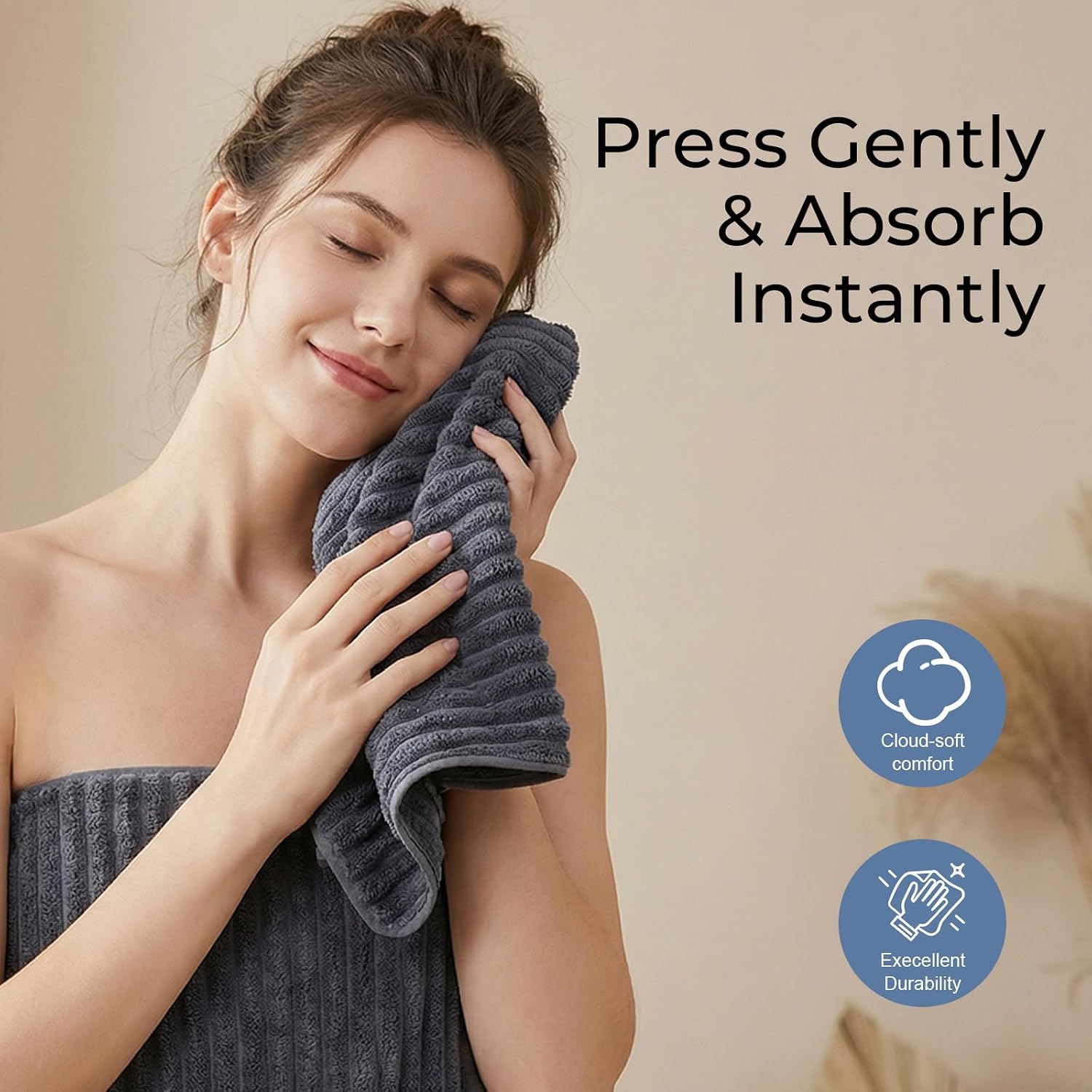 Set of 6 14X29.5 Inch Quick Dry Soft Microfiber Hand Towels with Hanging Loops for Bathroom Spa Kitchen Hotel, Brick Red Dark Grey Brown