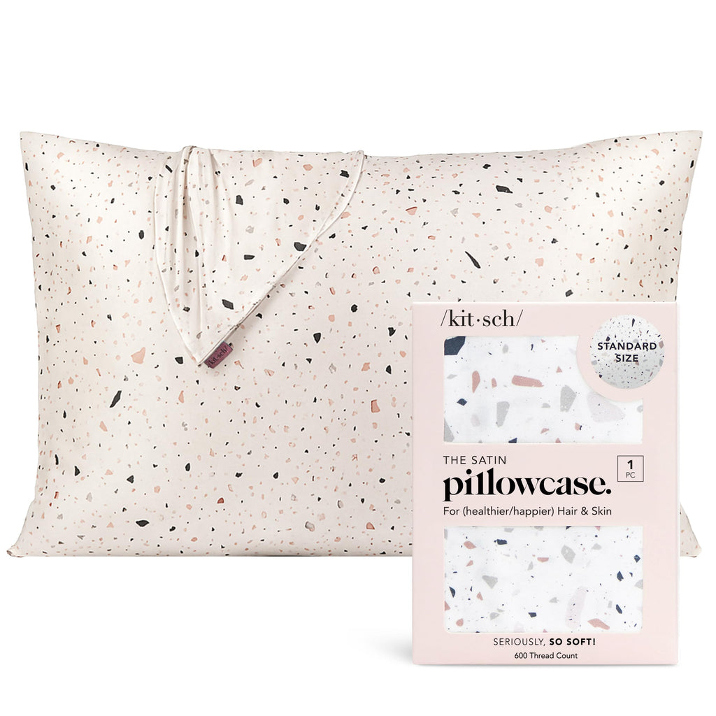 Kitsch Satin Pillowcase with Zipper for Hair & Skin - Softer Than Silk Pillow Cases, Smooth Cooling Satin Pillow Case, Wrinkle-Free, Machine Washable, Pillow Cases Standard Size 19x26 - Cherry Print