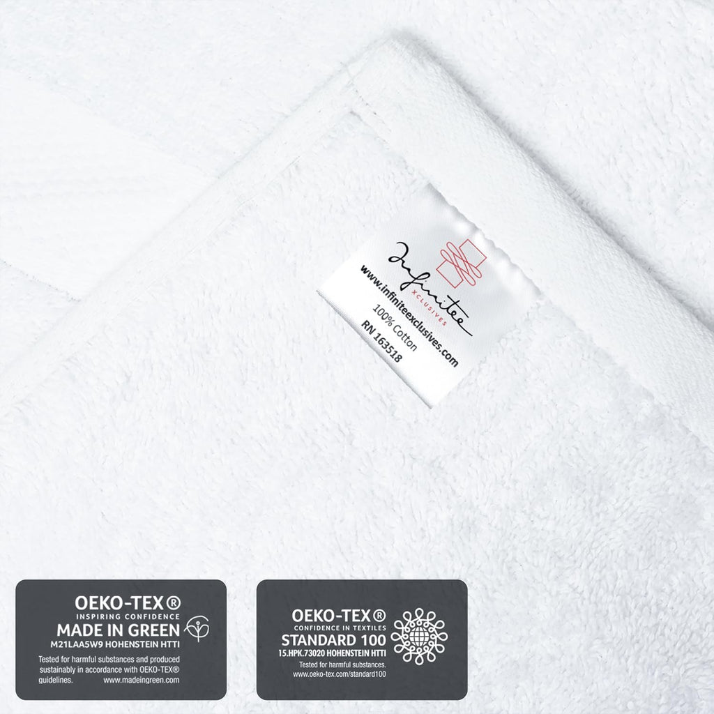 Infinitee Xclusives White Hand Towels for Bathroom - Set of 6 (16x28 inches) 600 GSM, 100% Cotton Ultra Soft, Quick Drying, Hotel Quality Hand Towel Set (Brilliant White, Hand Towels)