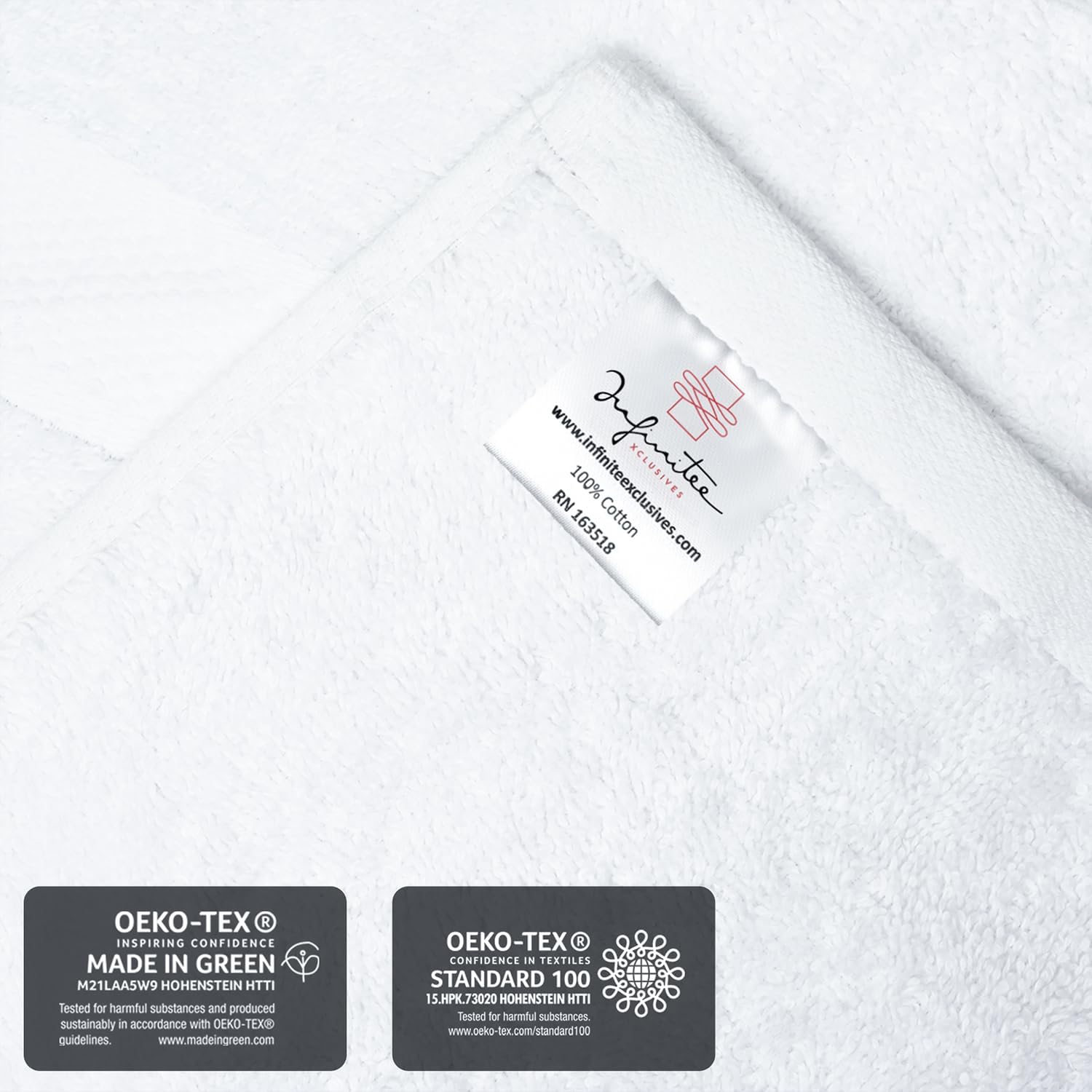 Infinitee Xclusives White Hand Towels for Bathroom - Set of 6 (16x28 inches) 600 GSM, 100% Cotton Ultra Soft, Quick Drying, Hotel Quality Hand Towel Set (Brilliant White, Hand Towels)
