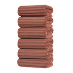Set of 6 14X29.5 Inch Quick Dry Soft Microfiber Hand Towels with Hanging Loops for Bathroom Spa Kitchen Hotel, Brick Red Dark Grey Brown