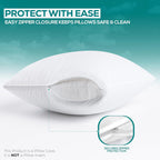 Set of 2 Pillow Protectors with Zipper Standard Size, Bed Bug and Dust Mite Proof Pillow Covers, Ultra Soft Pillow Encasements, Moisture Wicking and Waterproof Pillow Cases by Utopia Bedding (White)