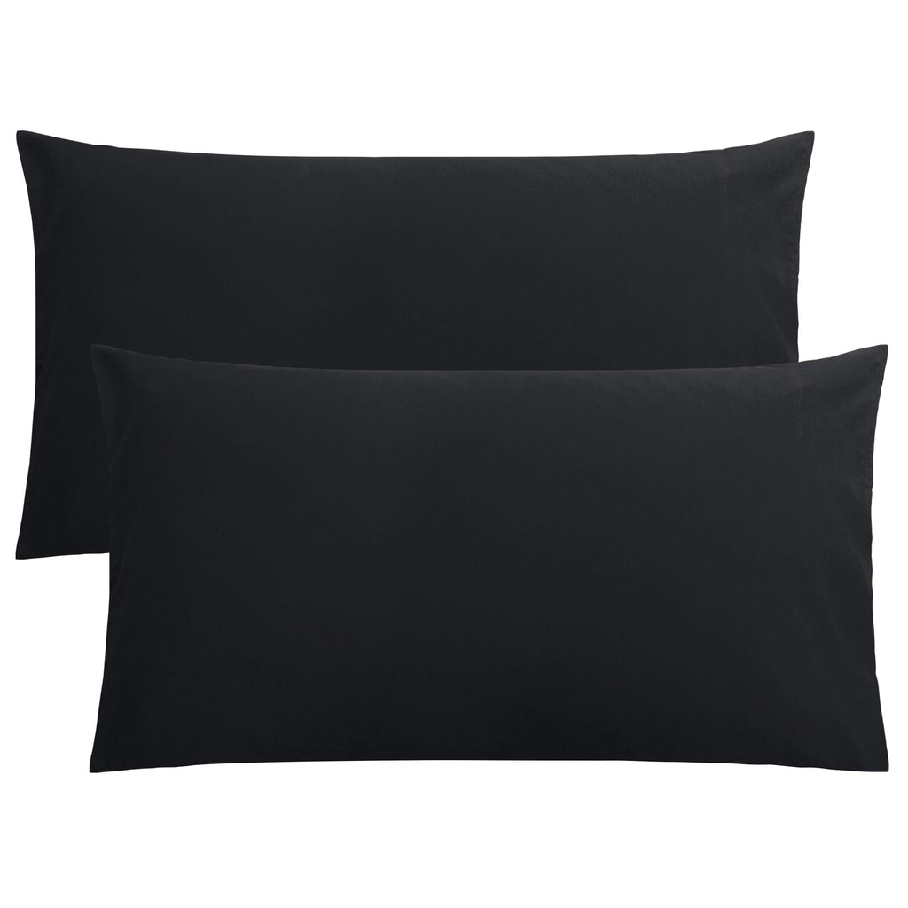 FLXXIE Pillow Cases Queen, Soft Microfiber Pillow Covers with Envelope Closure, Wrinkle Resistant Pillowcases, 2 Piece Set, 20x30, Black