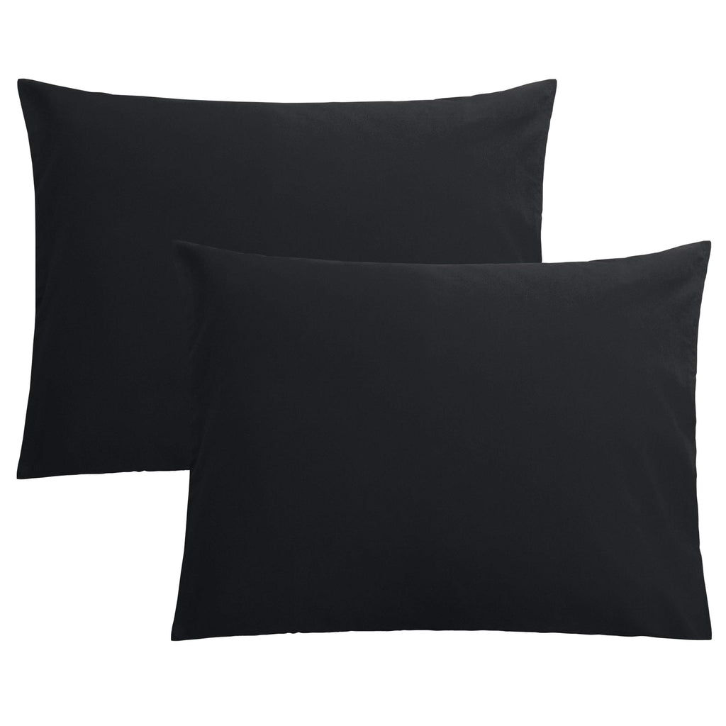 FLXXIE Pillow Cases Queen, Soft Microfiber Pillow Covers with Envelope Closure, Wrinkle Resistant Pillowcases, 2 Piece Set, 20x30, Black