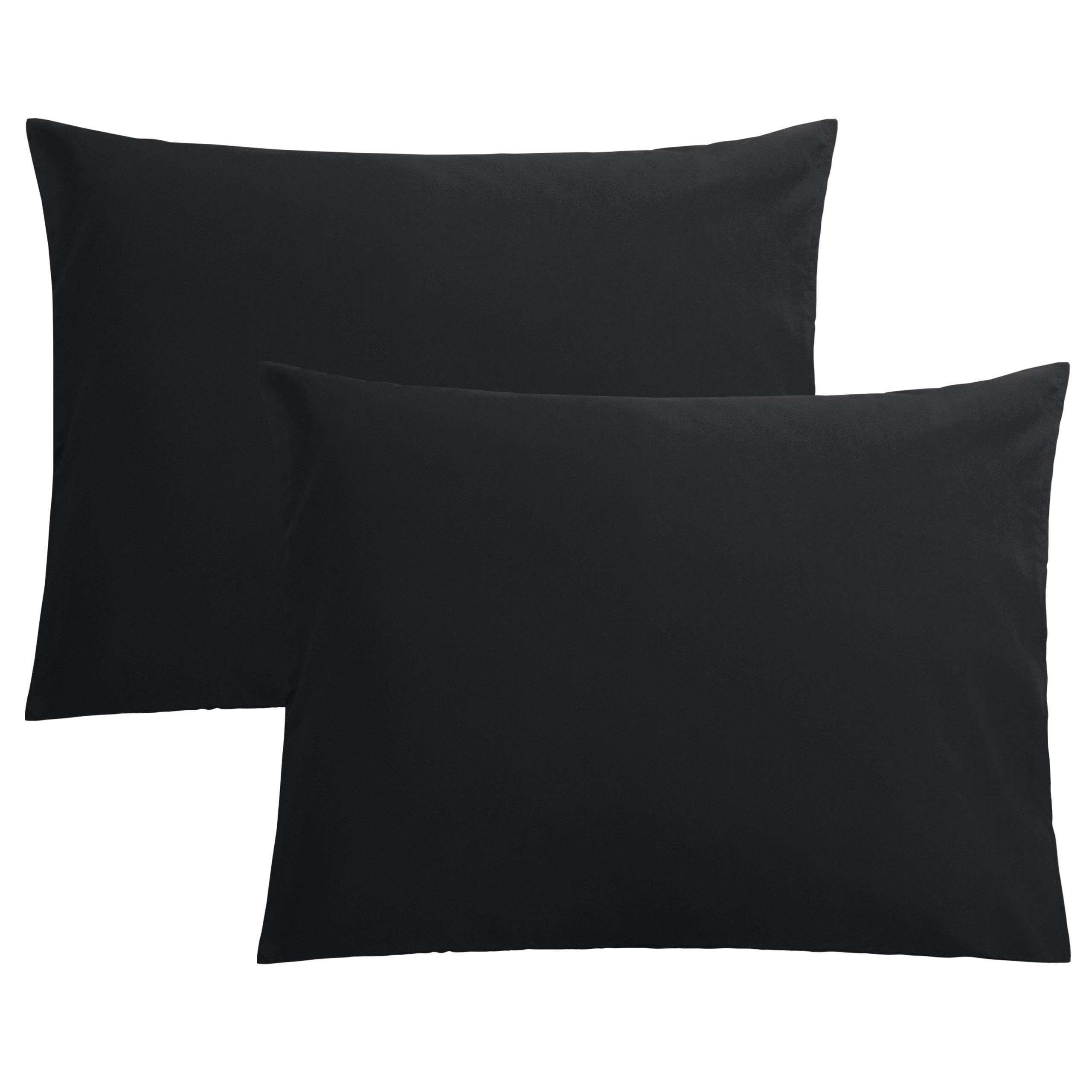FLXXIE Pillow Cases Queen, Soft Microfiber Pillow Covers with Envelope Closure, Wrinkle Resistant Pillowcases, 2 Piece Set, 20x30, Black