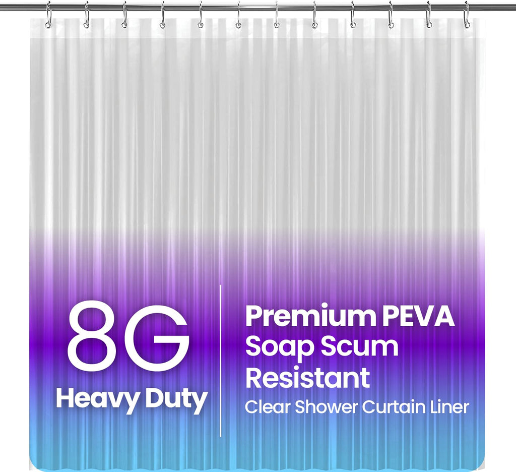 LiBa Bathroom Shower Curtain Waterproof Plastic Shower Curtain Premium PEVA Non-Toxic with Rust Proof Grommets Frosted 8G Bathroom Accessories 72x72