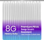 LiBa Bathroom Shower Curtain Waterproof Plastic Shower Curtain Premium PEVA Non-Toxic with Rust Proof Grommets Frosted 8G Bathroom Accessories 72x72