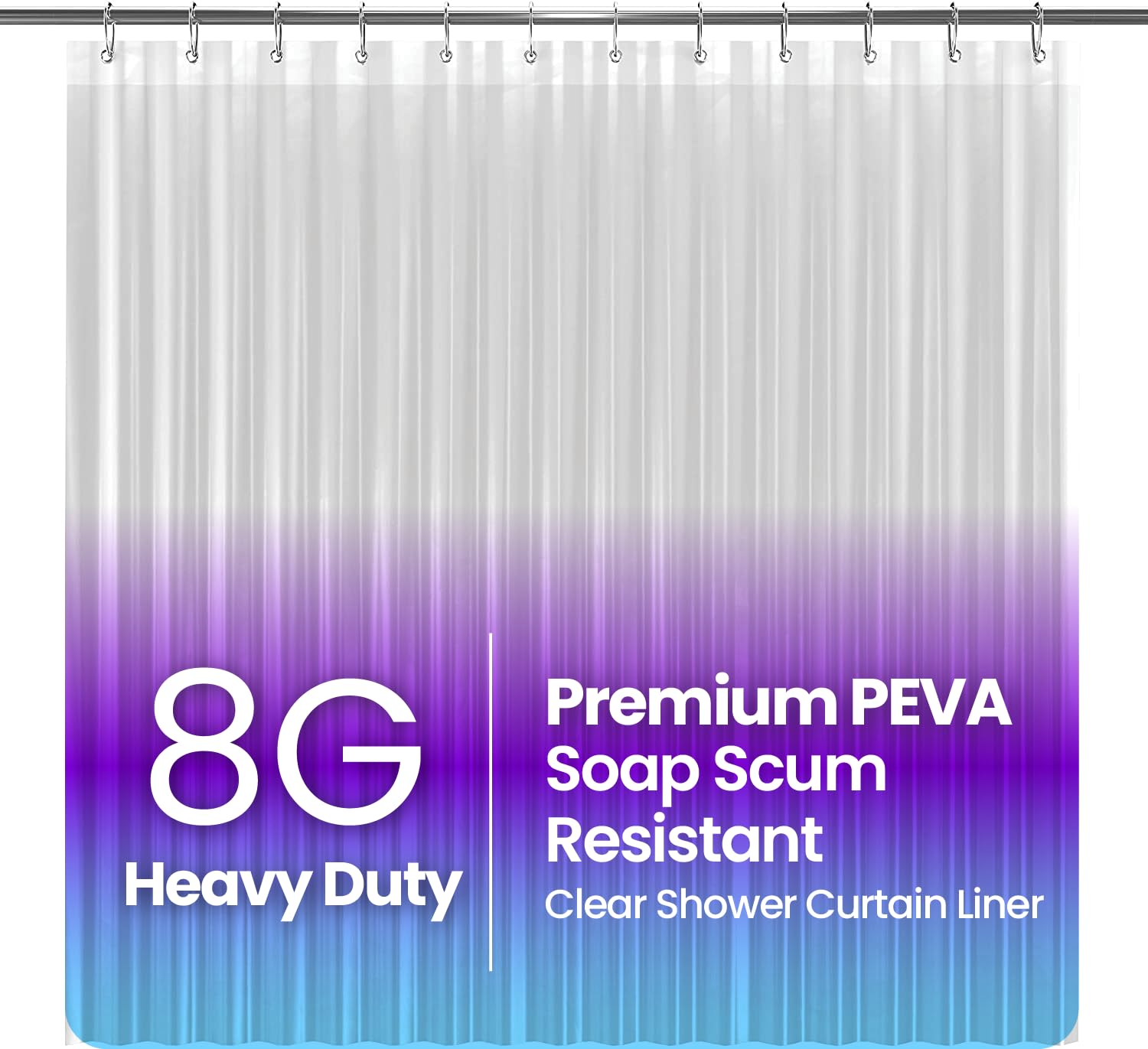 LiBa Bathroom Shower Curtain Waterproof Plastic Shower Curtain Premium PEVA Non-Toxic with Rust Proof Grommets Frosted 8G Bathroom Accessories 72x72