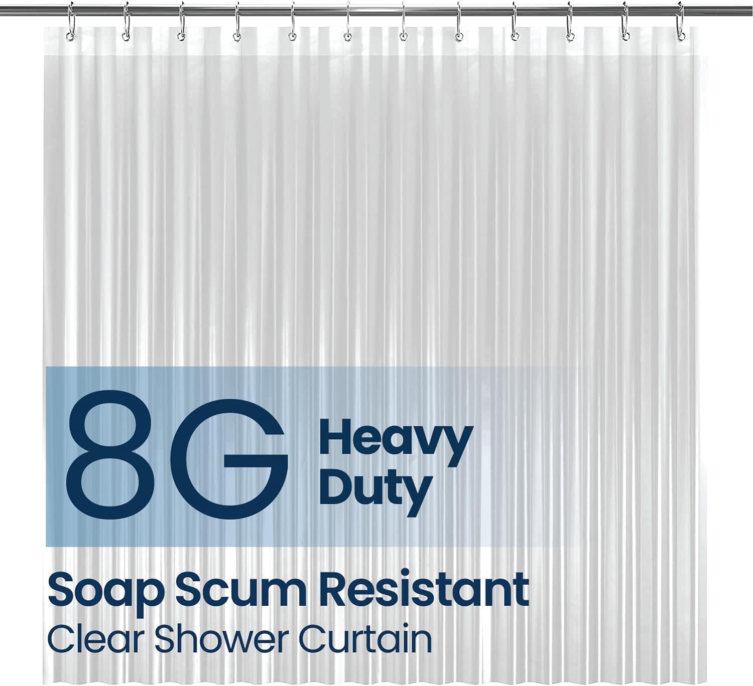 LiBa Bathroom Shower Curtain Waterproof Plastic Shower Curtain Premium PEVA Non-Toxic with Rust Proof Grommets Clear 8G Bathroom Accessories 72x72