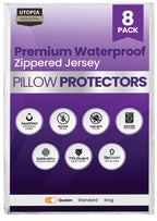 Set of 2 Pillow Protectors with Zipper Standard Size, Bed Bug and Dust Mite Proof Pillow Covers, Ultra Soft Pillow Encasements, Moisture Wicking and Waterproof Pillow Cases by Utopia Bedding (White)