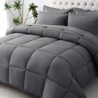 JOLLYVOGUE Queen Comforter Set, Ultra-Soft Bed in a Bag Queen Size 7 Pieces, Oeko-TEX Certified Bedding Set with Down Alternative Comforter, Sheets, Pillowcases & Shams, Black