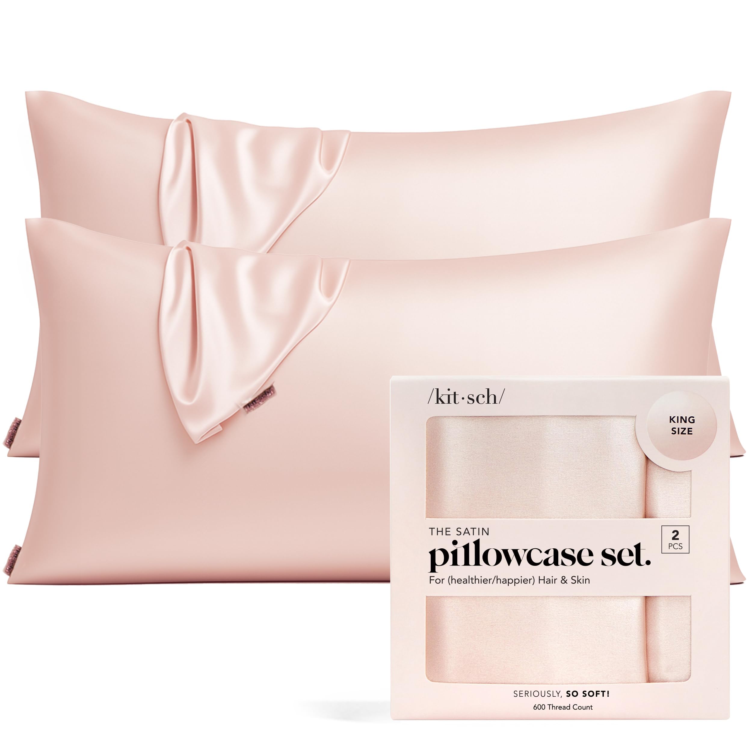 Kitsch Satin Pillowcase with Zipper for Hair & Skin - Softer Than Silk Pillow Cases, Smooth Cooling Satin Pillow Case, Wrinkle-Free, Machine Washable, Pillow Cases Standard Size 19x26 - Cherry Print