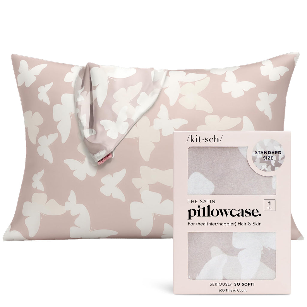 Kitsch Satin Pillowcase with Zipper for Hair & Skin - Softer Than Silk Pillow Cases, Smooth Cooling Satin Pillow Case, Wrinkle-Free, Machine Washable, Pillow Cases Standard Size 19x26 - Cherry Print